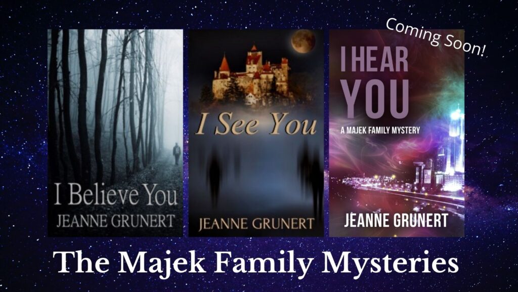 covers of the Majek Family mysteries by Jeanne Grunert